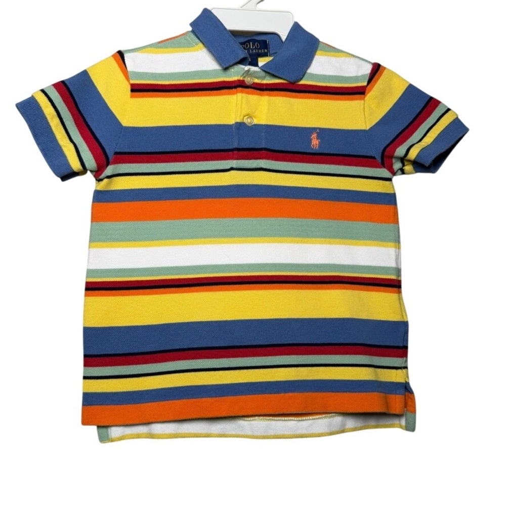 Polo‎ Ralph Lauren Striped Cotton Mesh Polo Shirt Boys Size 4 Colorful RN41381